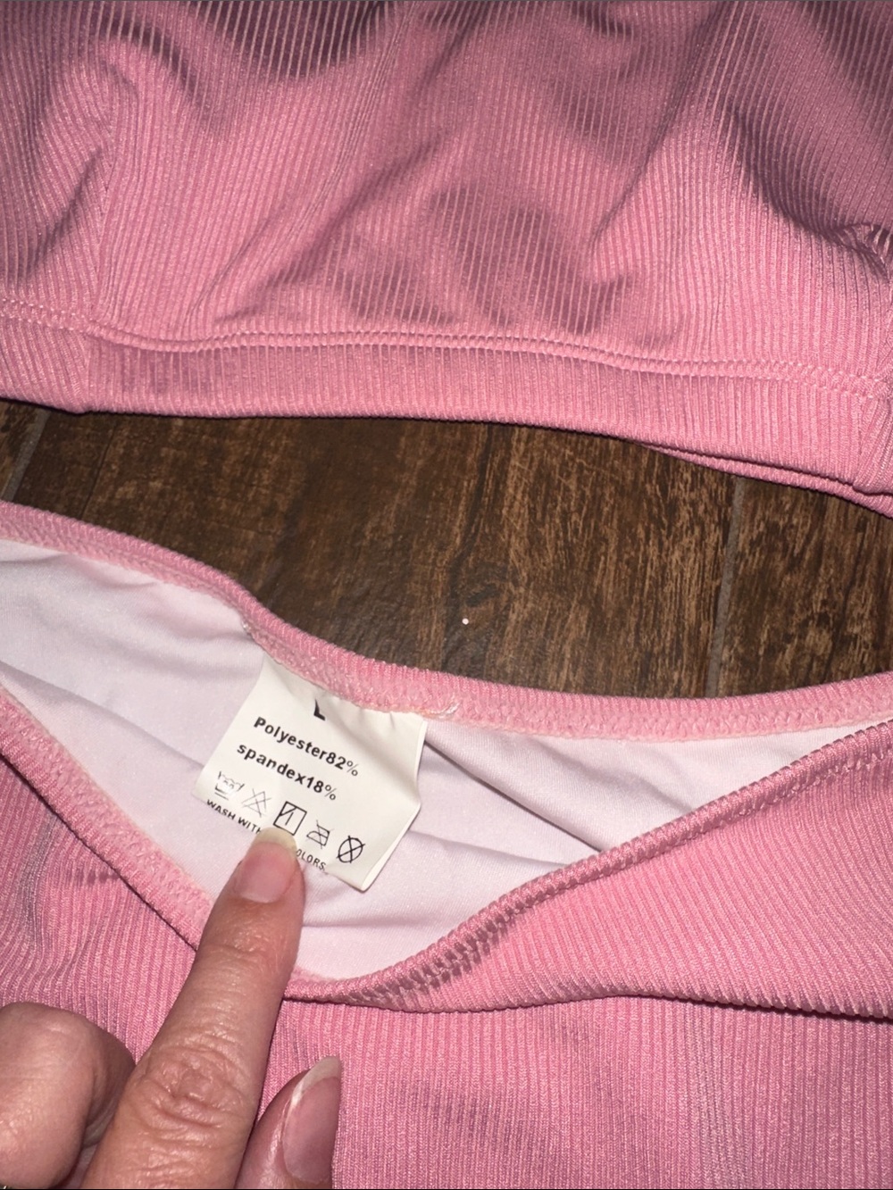 Women’s Pink Ribbed High Waist Bikini Set Size Large NWT - Picture 6 of 10